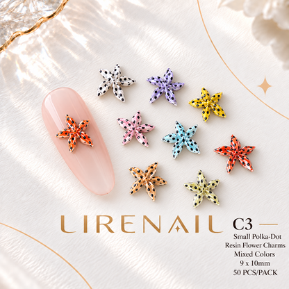 Leopard & Polka Dot Resin Flower Nail Charms – 50 Pcs – Polka Dot – Small 9x10mm