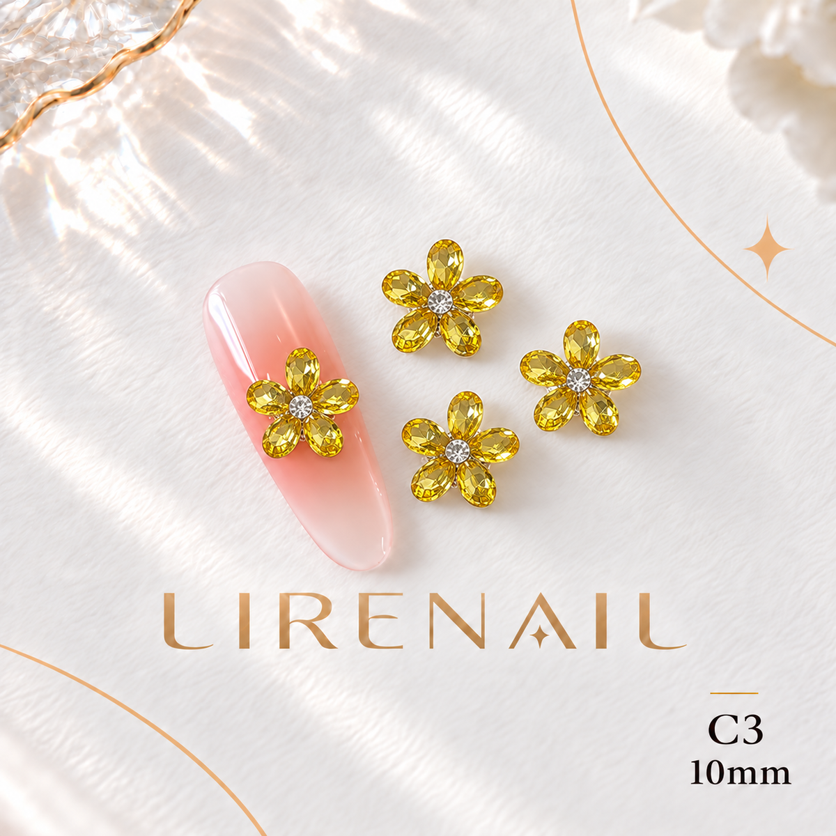 Sparkle Cluster Nail Charms – Five Petal Crystal Flower Gems (8 Colors) – C3/1pc