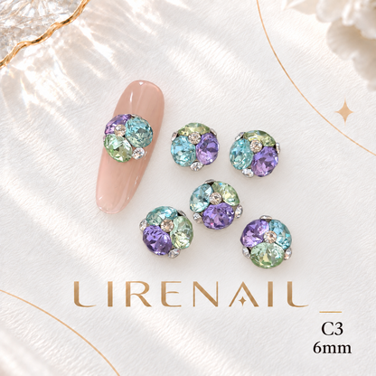 Sparkle Cluster Nail Charms – Vivid Crystal Color Mix (5 Blends) – C3/1pc