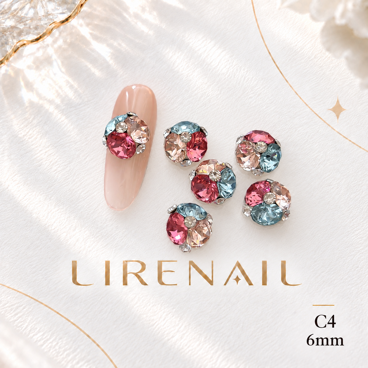 Sparkle Cluster Nail Charms – Vivid Crystal Color Mix (5 Blends) – C4/1pc