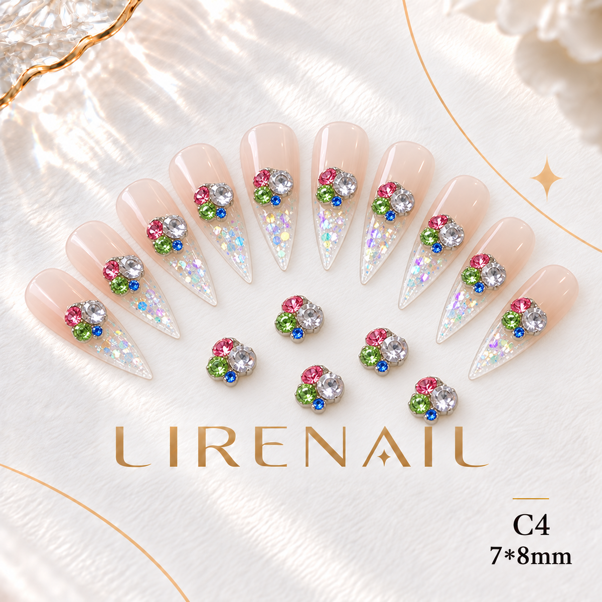 Sparkle Cluster Nail Charms – Candy Crystal Color Mix (5 Blends) – C4/1pc