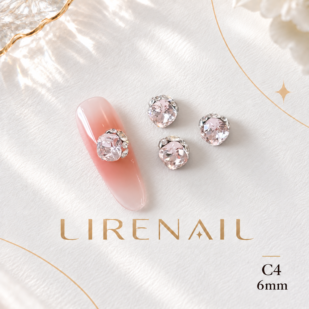 Sparkle Cluster Nail Charms – Cushion Cut Crystal Gems (19 Colors) – C4/1pc