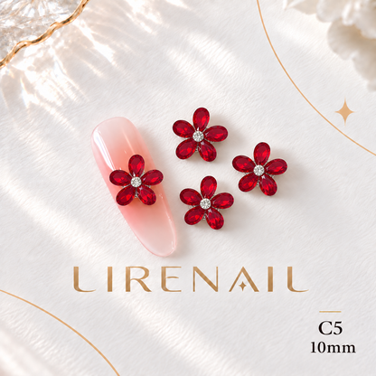 Sparkle Cluster Nail Charms – Five Petal Crystal Flower Gems (8 Colors) – C5/1pc