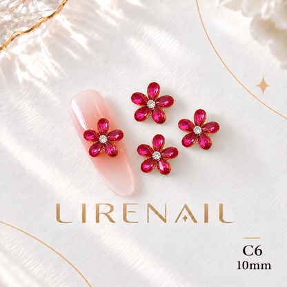 Sparkle Cluster Nail Charms – Five Petal Crystal Flower Gems (8 Colors) – C6/1pc