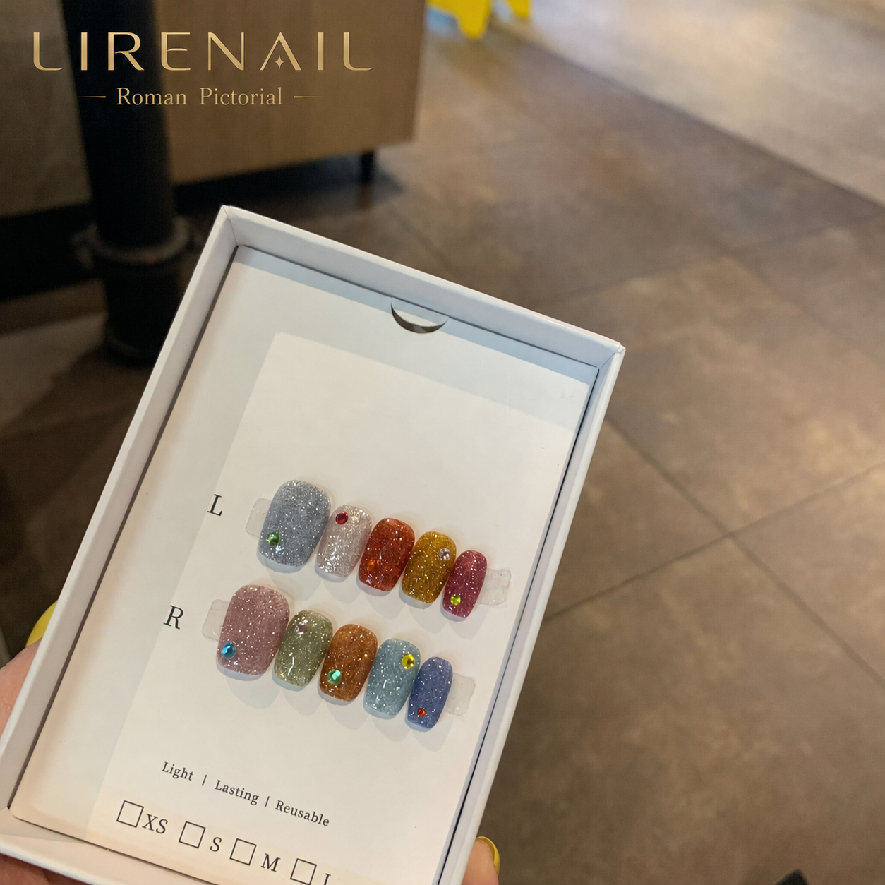 Aurora Veil – Iridescent Crystal Press-On Nails