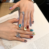 Silver Bloom – Crystal Floral Press-On Nails