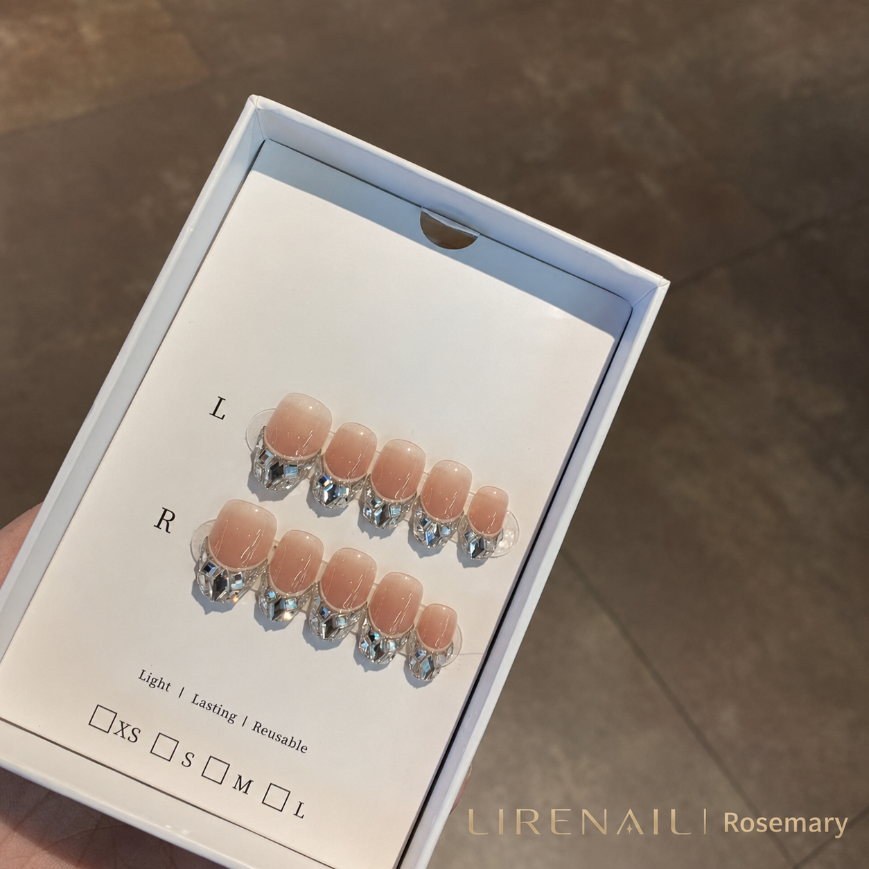 Rosemary – Soft Pink Crystal Press-On Nails