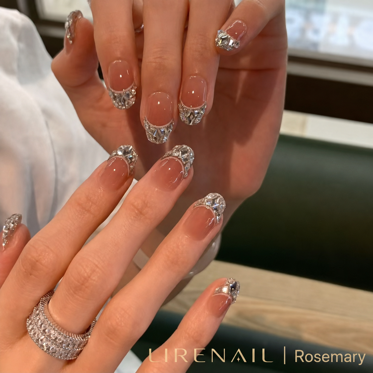 Rosemary – Soft Pink Crystal Press-On Nails