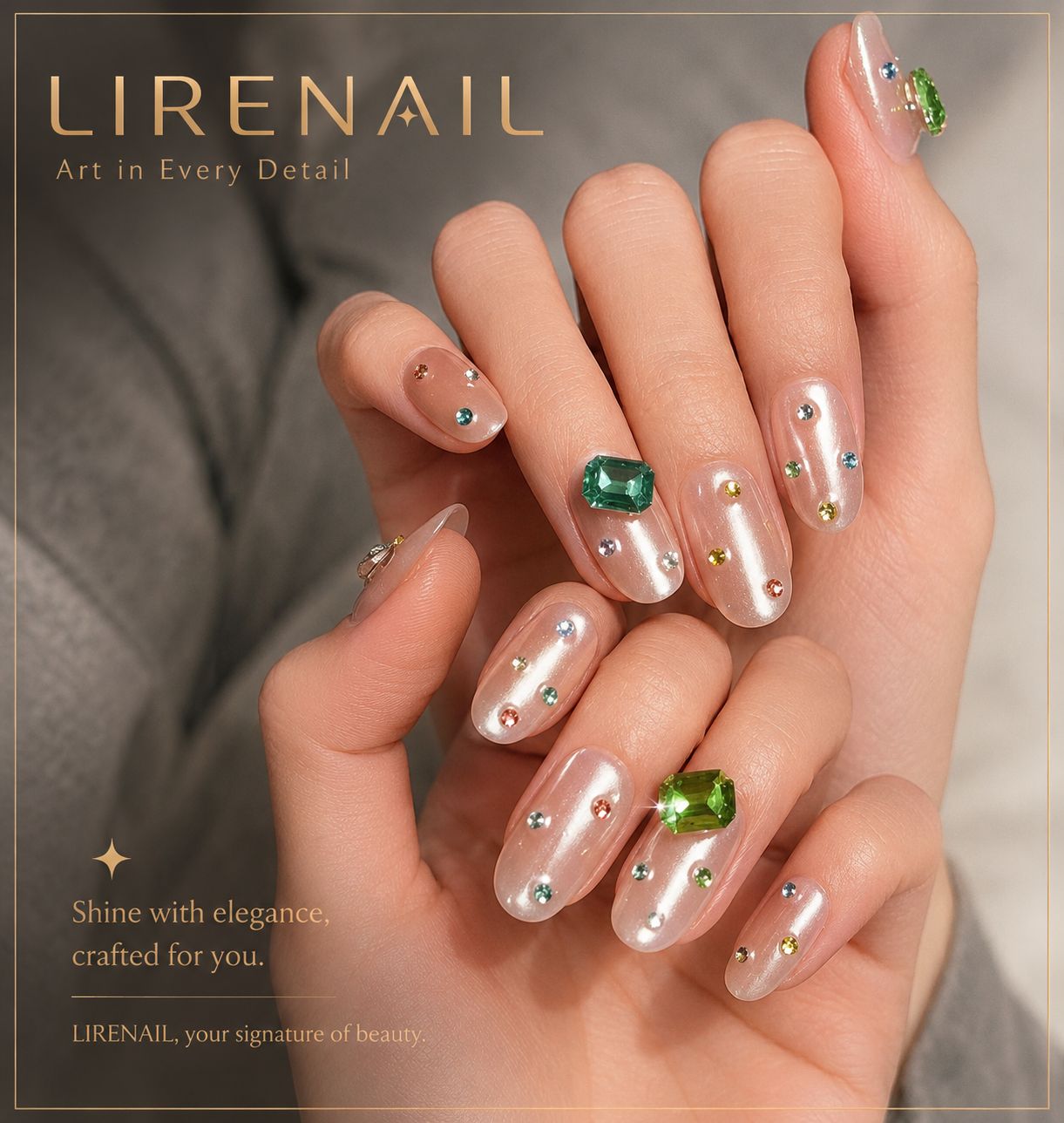 Emerald Story – Green Gem Press-On Nails