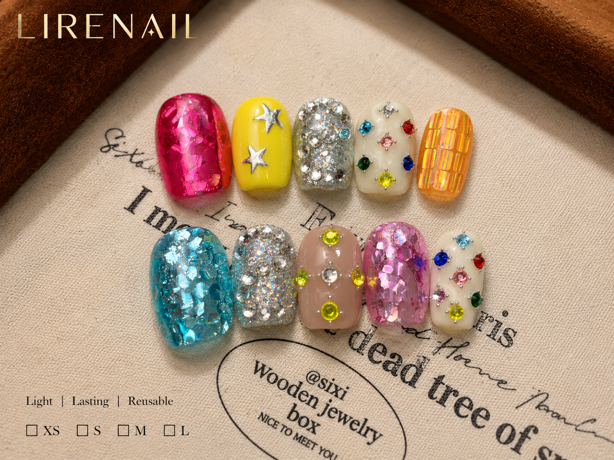 Candy Confetti – Colorful Gem Press-On Nails