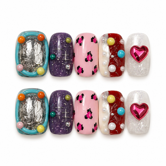 Painted Heart Press-On Nails