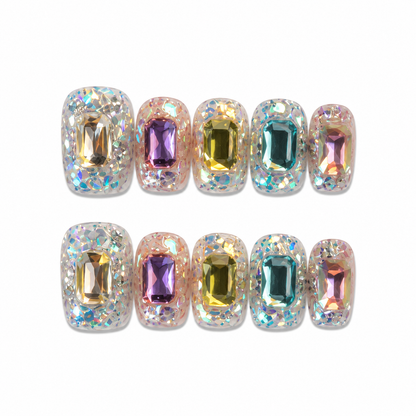 Hearth – Champagne Crystal Press-On Nails