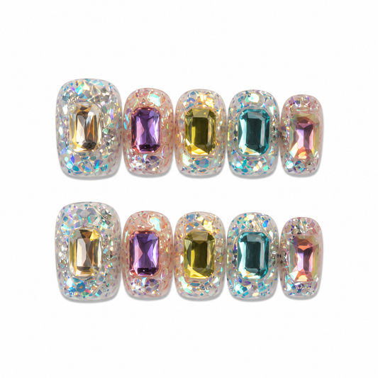 Hearth – Champagne Crystal Press-On Nails
