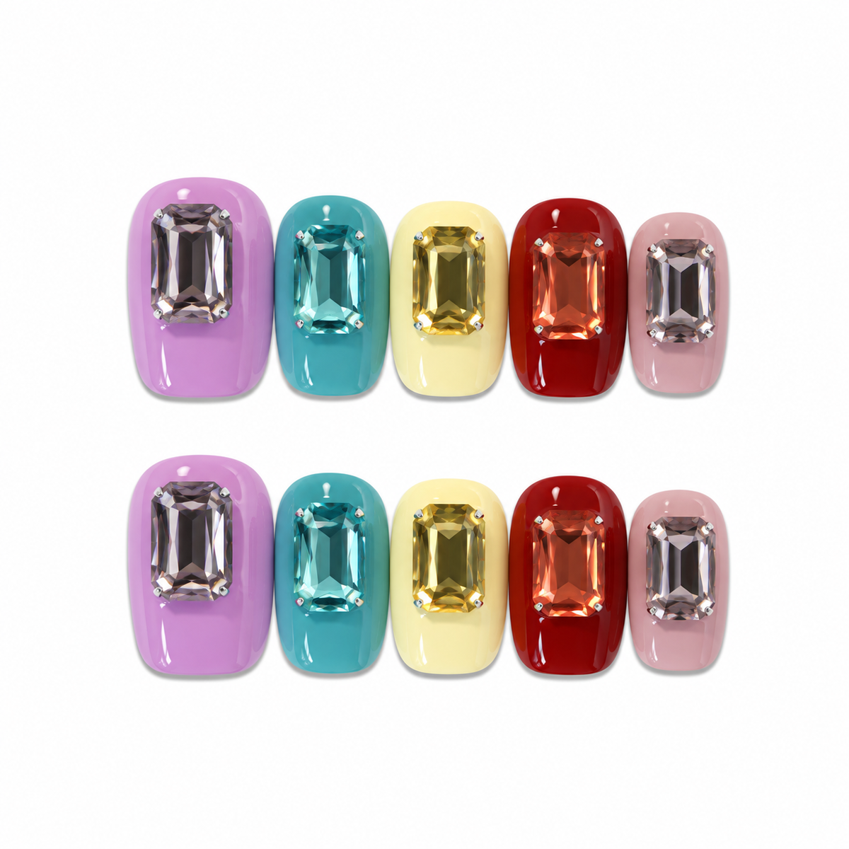 Silver Bloom – Crystal Floral Press-On Nails