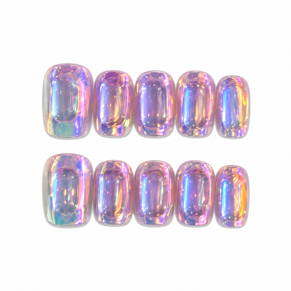 Crimson Violet – Purple Chrome Press-On Nails