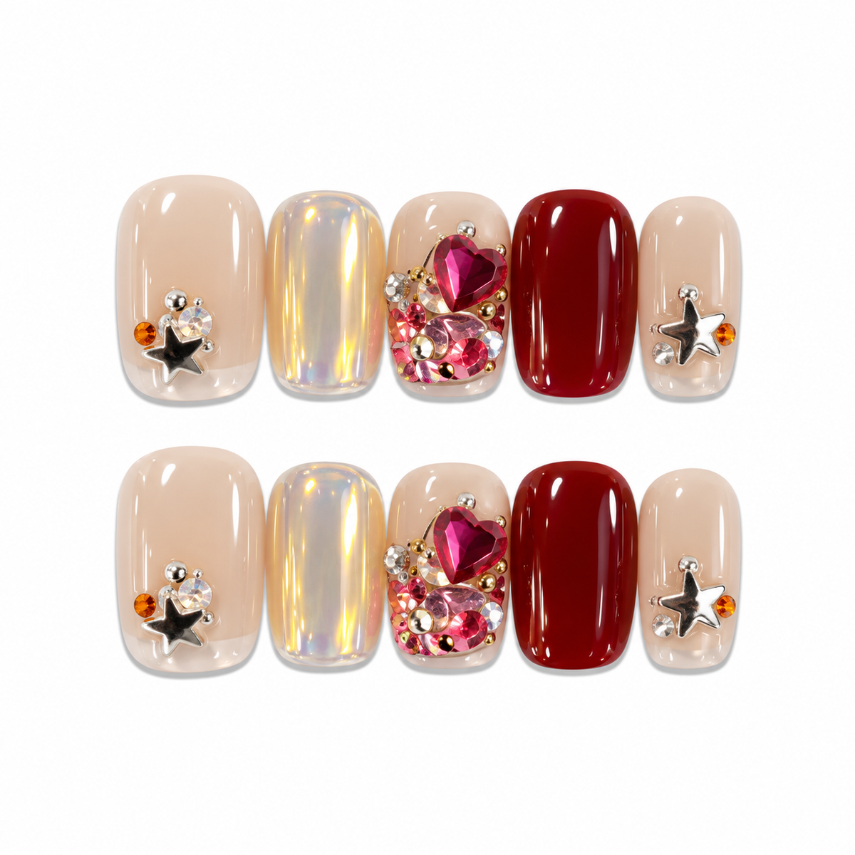 Heart Flutter – Red Heart Press-On Nails