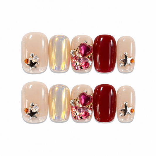 Heart Flutter – Red Heart Press-On Nails