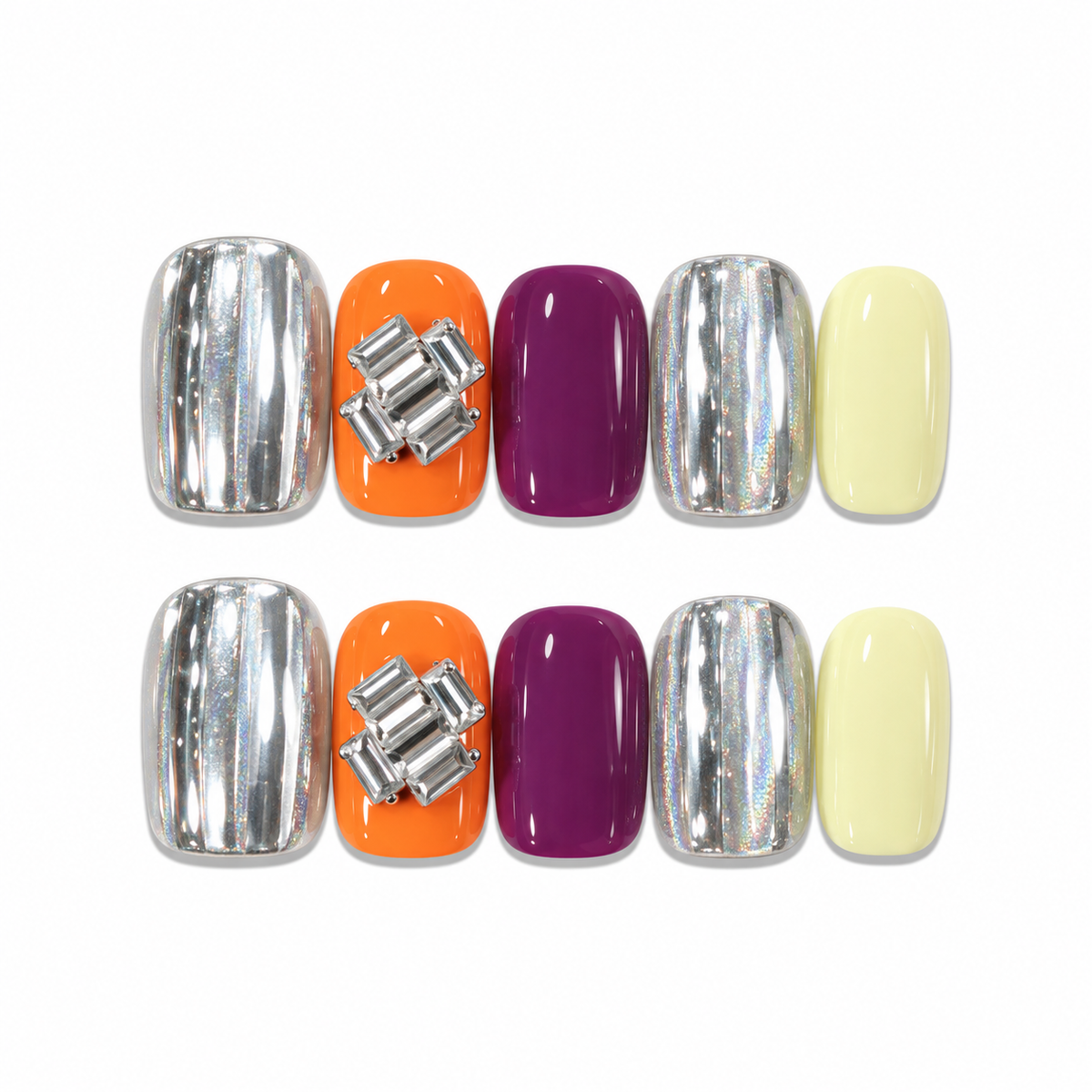 Wild Summer – Colorblock Press-On Nails