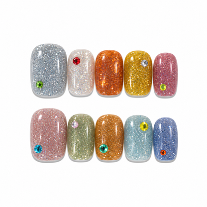 Aurora Veil – Iridescent Crystal Press-On Nails