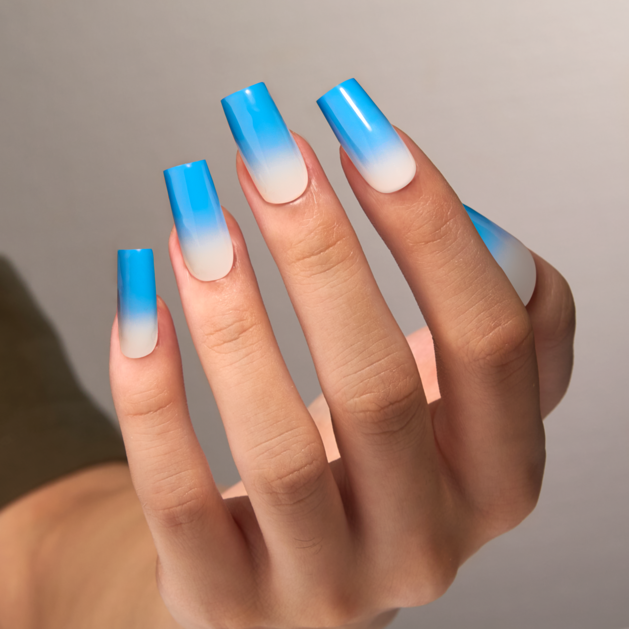 Arctic Fade long square press-on nail set with accessories