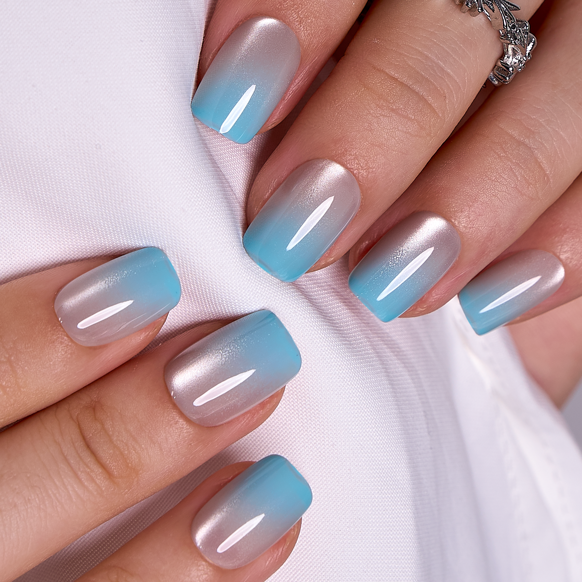 Arctic Mist short squoval press-on nails
