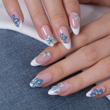 Designer s Pick | Azure Petals M Almond almond press-on nails