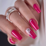 Berry Blossom M Coffin medium coffin press-on nails