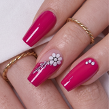 Berry Blossom M Coffin medium coffin press-on nails