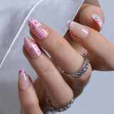 Berry Lace S Almond almond press-on nails