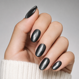 Black Cat Eye almond press-on nails