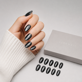 Black Cat Eye almond press-on nail size guide