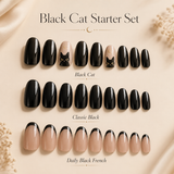 Black Oval Short press-on nails by Lirenail - wear effect