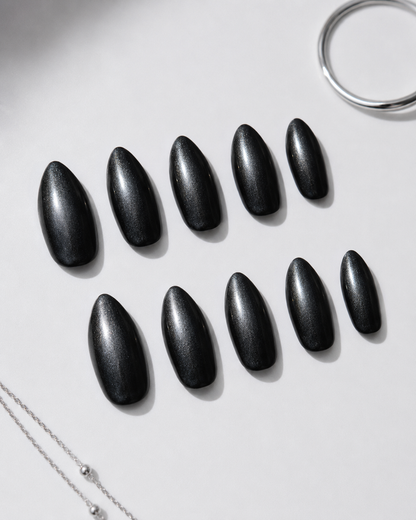 Black Metal Press-On Nails close-up detail