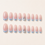 Blue Aura French long almond press-on nail set with accessories