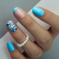 Blue Blossom Rs squoval press-on nails