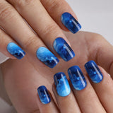 Blue Cosmos medium squoval press-on nail set with accessories