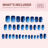 Blue Cosmos medium squoval press-on nails product view