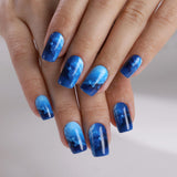 Blue Cosmos medium squoval press-on nail size guide