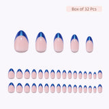Blue Edge short almond press-on nail set with accessories