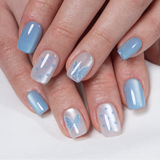 Blue Flutter S Squoval squoval press-on nails