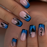 Blue Mirage medium squoval press-on nails from the side