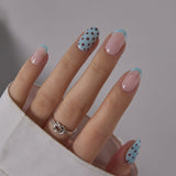 Blue Mocha S Oval short oval press-on nails