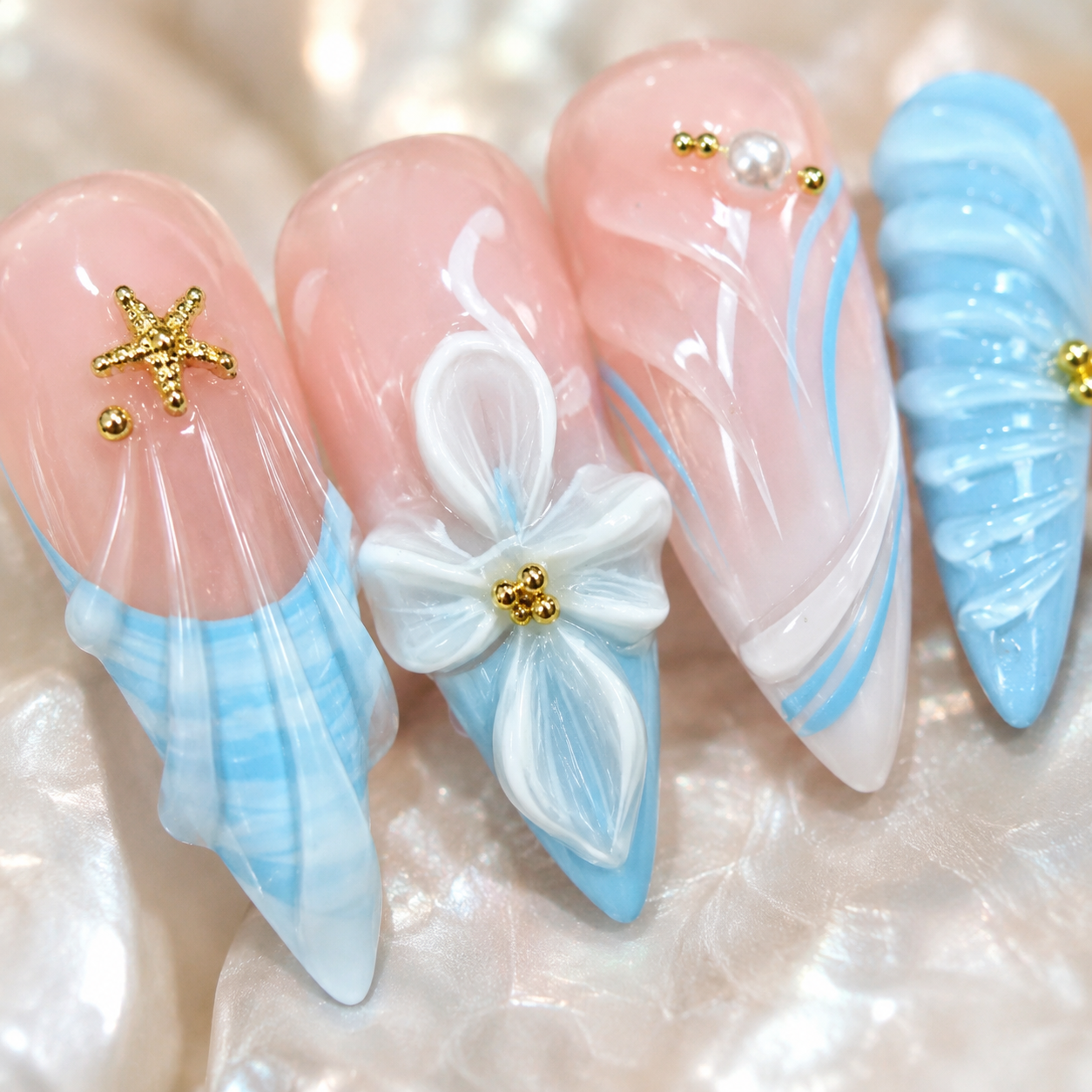 Pink Oval Short press-on nails by Lirenail - wear effect