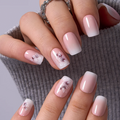 Blush Bloom short squoval press-on nails