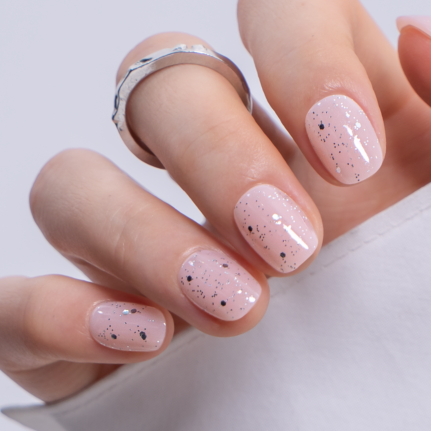 Blush Confetti RS Squoval squoval press-on nails