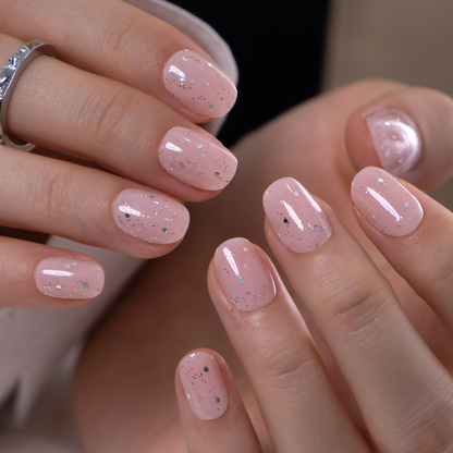Blush Confetti RS Squoval squoval press-on nails