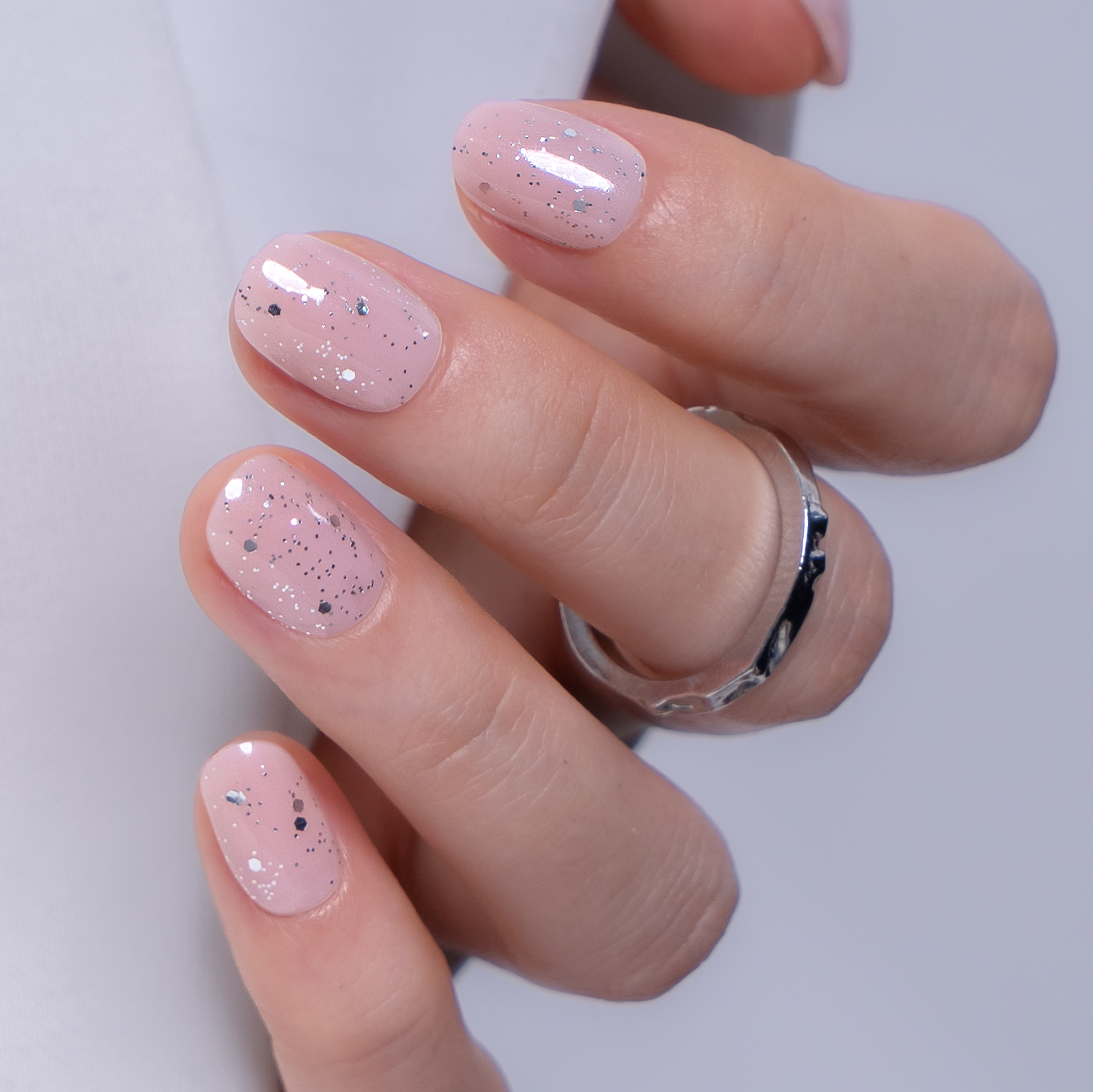 Blush Confetti RS Squoval squoval press-on nails