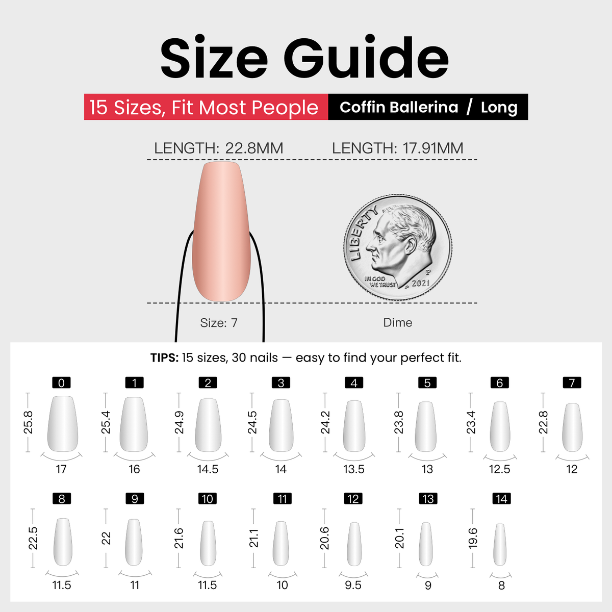 Blush Flow – L Coffin nail size guide