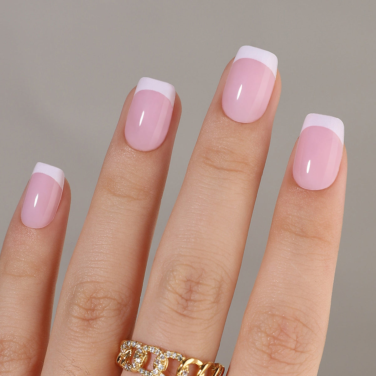 Blush French nail detail