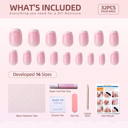 Blush French press-on nail set with accessories